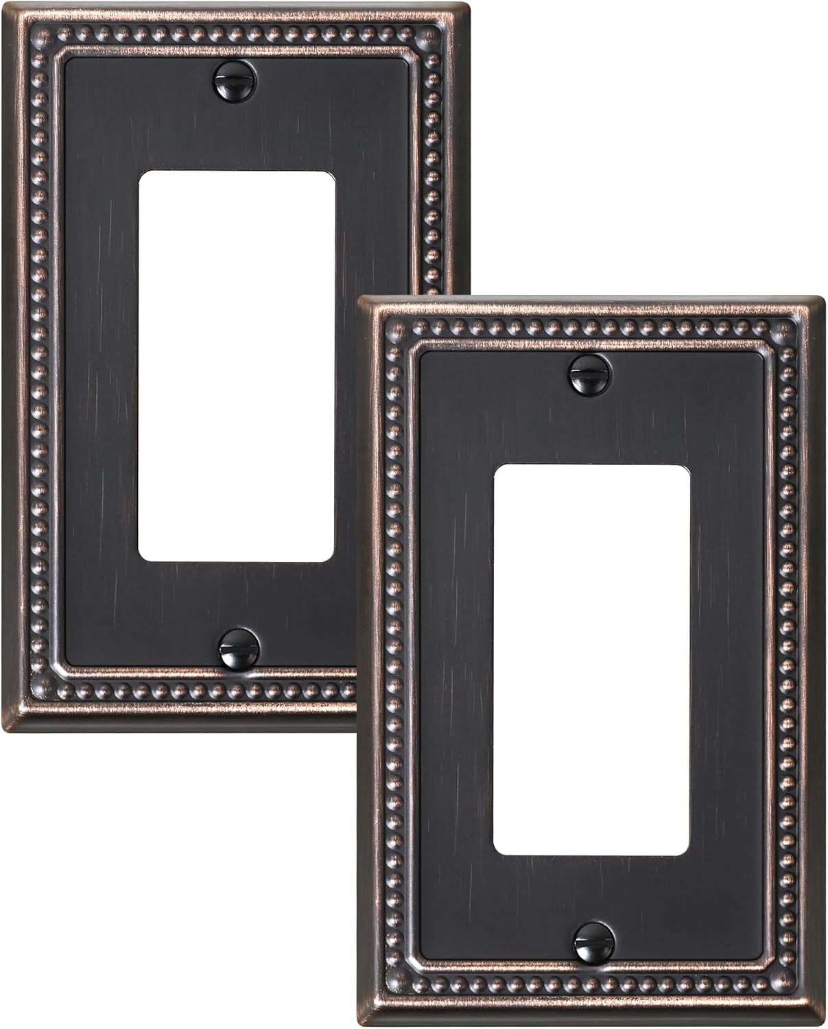 2-Pack Decorator Outlet Cover Plate, Decorative Switch Plates and Outlet Covers, Aged Bronze Metal Wall Plates for Electrical Outlets, Receptacle, GFCI Outlet, Dimmer Switch