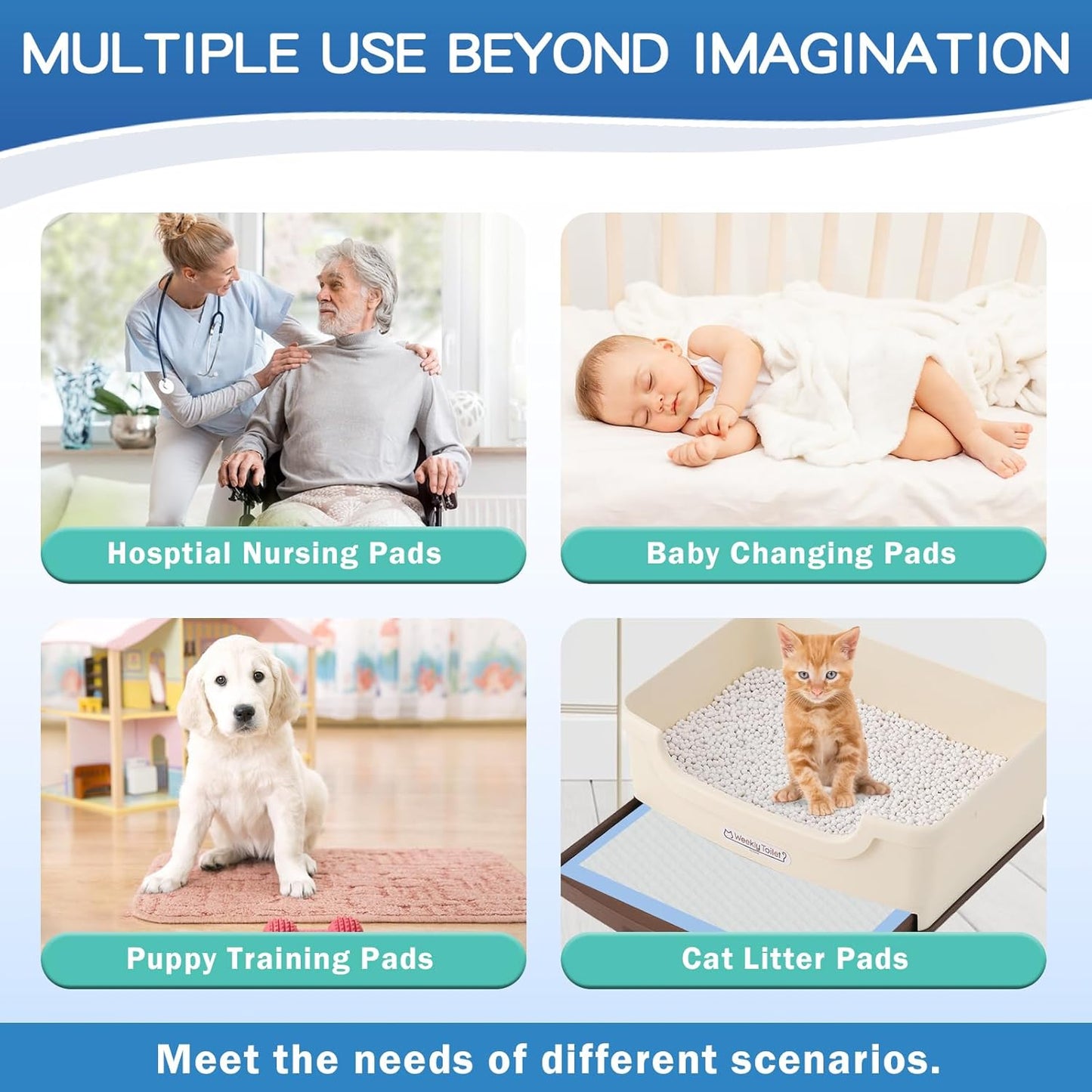 100 Count Premium Chucks Pads 22"x23" Disposable, Ultra Absorbent Adults Incontinence Underpads Leakproof, Waterproof Puppy Training Pee Pads Leakproof, Baby Changing Liner