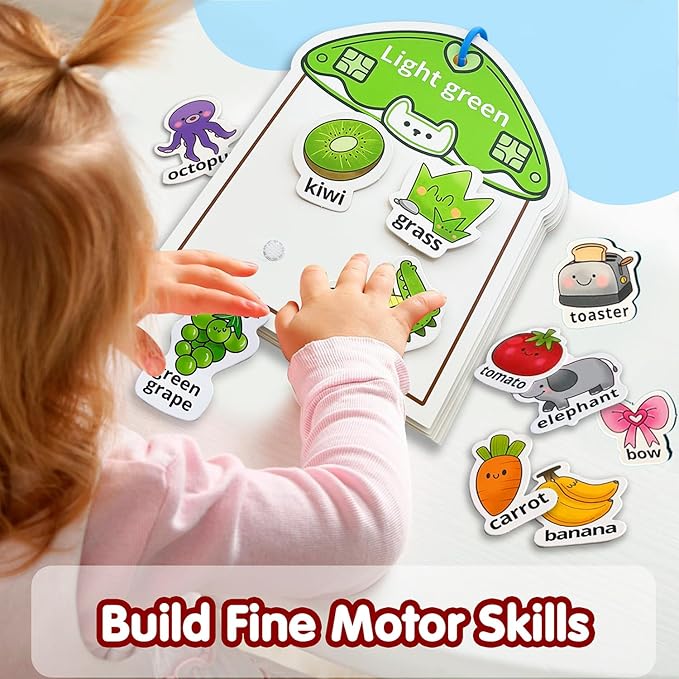 Montessori Busy Book Color Sorting Toys for Toddlers 3-5, Autism Educational Toys Preschool Learning Activities for Kids, Sensory Fine Motor Matching Games for 3 Year Old Boys Girls Gifts