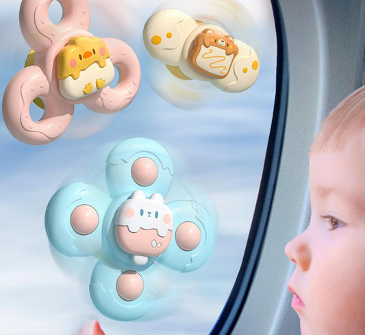 3PCS Suction Cup Spinner Toys Set: Baby Bath Sensory Spinner Toys for 1 2 Year Old Boys Girls - Stress Release, Anxiety Relief, Educational Gifts for Toddlers 1 2 3 Years Old - 3 Pack