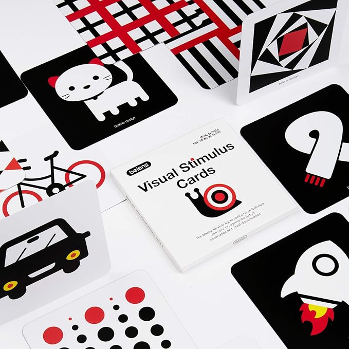 beiens High Contrast Baby Flashcards, Black White Color Newborn Brain Development Toys, Visual Stimulation Learning Activity Cards, Educational Infants Gift (Black White Color(for 3-6 Months))