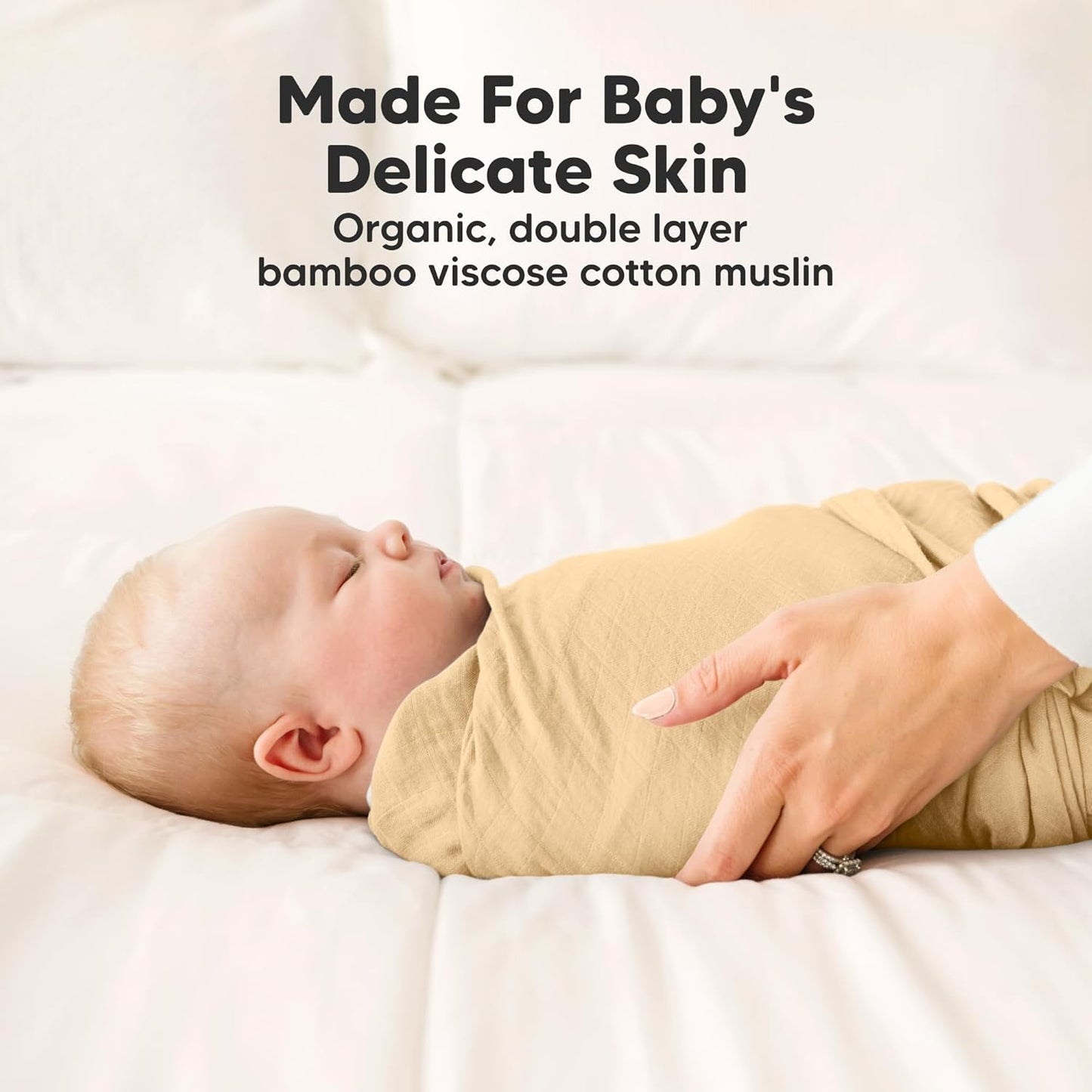 4-Pack Muslin Swaddle Blankets for Boys, Girls - Organic Baby Swaddles for Newborns, Soft & Breathable Receiving Baby Blankets for Girl, Boy, Neutral, Newborn Essentials Gift (Primeval)