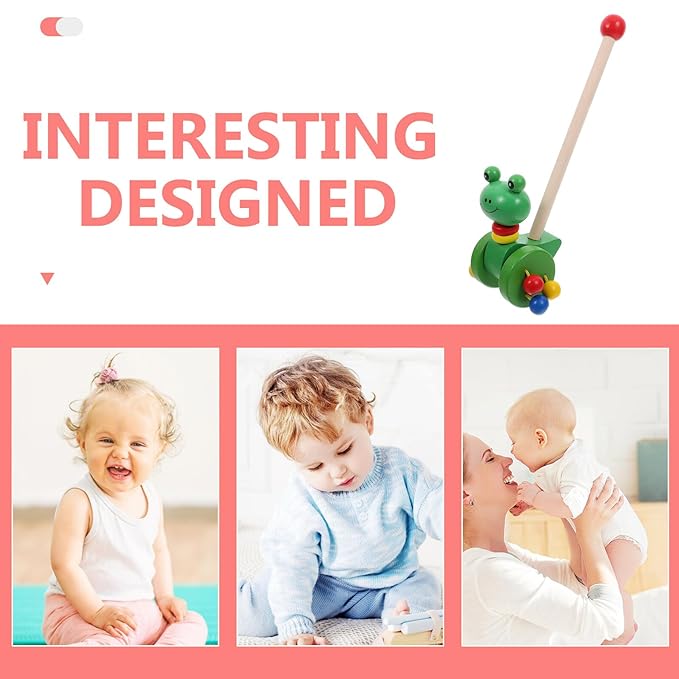 Vaguelly Push Walker Cart for Safe Walking Aid with Cartoon Amphibian Motif Lightweight Portable for Months Boys and Learning to Walk