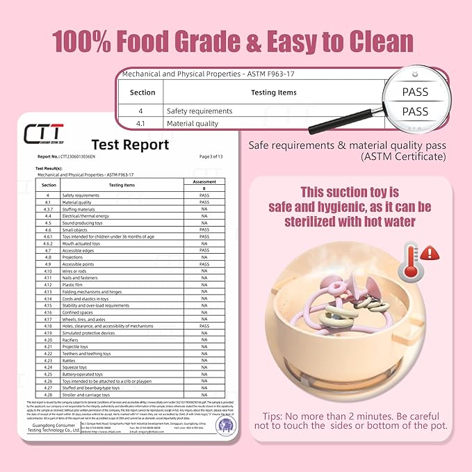 High Chair Toys with Suction Cups for Infant Toddlers,Food Grade Silicone Teething Toy for Kids 6 9 12 18 M+,Interactive Toys for 1 Year Old，Perfect for Travel and Restaurant（Pink）