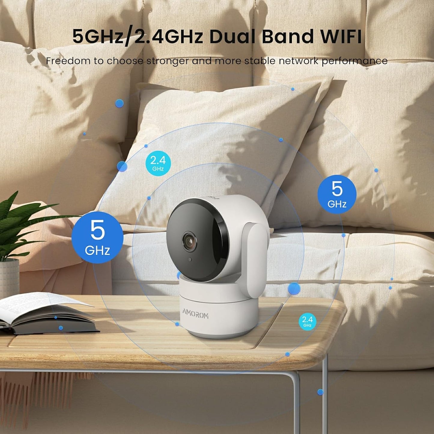 2 Pack 2K Indoor Security Camera Wireless, 360° Pan-Tilt Wi-Fi Pet/Baby Monitor with AI Motion Detection, Night Vision, Phone App, Cloud & SD Storage (5G/2.4G Hz)