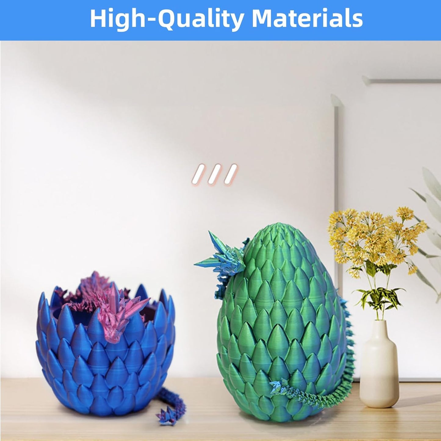 3D Printed Dragon-Flying Articulated Dragon|3D Printed Dragon Eggs with Dragon Inside|Eco-Friendly Crystal Dragon-Mystery Dragon Egg,Adults Fidget Toys for Autism ADHD (Flying Dragon/Laser Color)