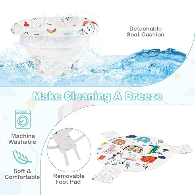 HONEY JOY Baby Bouncer Activity Center, Infant Jumper and Table w/ 360° Rotary Seat, 3 Adjustable Heights, Mat, Music, Lights, Sounds & Developmental Toys, Activity Center for Babies (Yellow)