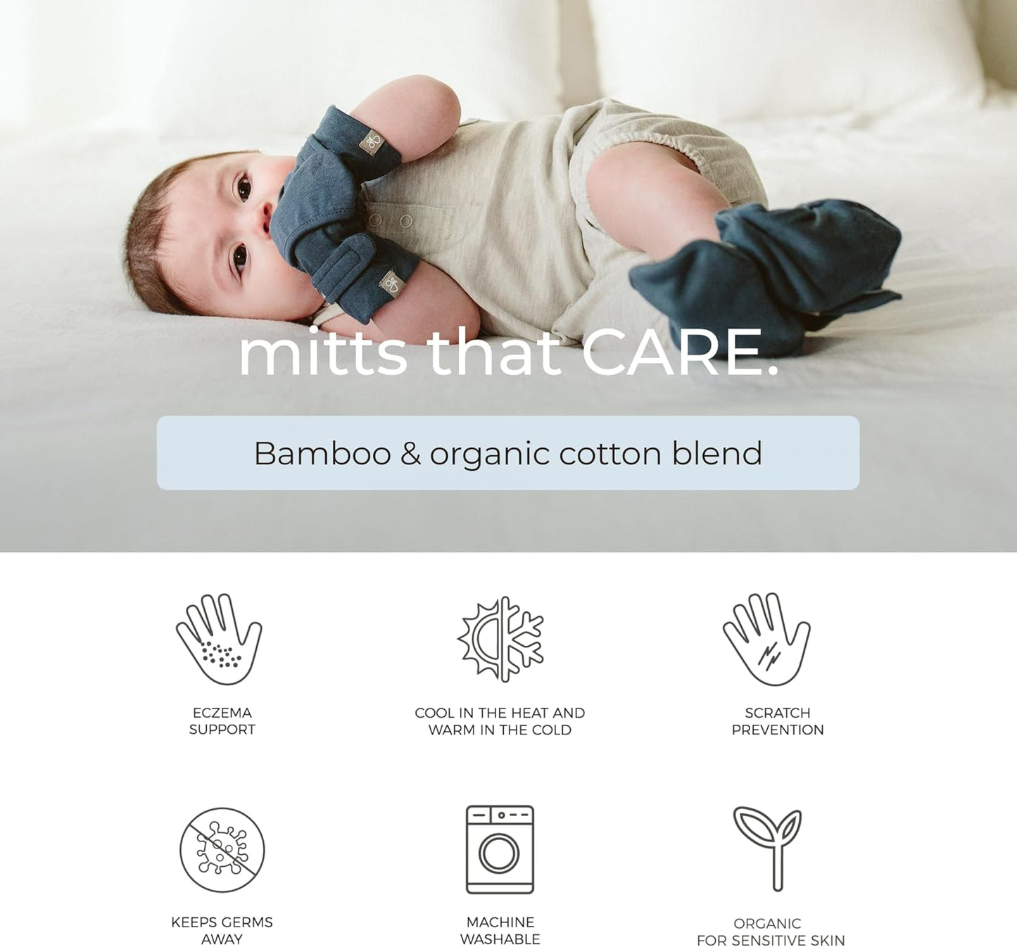 goumikids Viscose Made from Bamboo Cotton Anti-Scratch Soft Stay-On Mitts