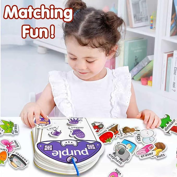 Montessori Busy Book Color Sorting Toys for Toddlers 3-5, Autism Educational Toys Preschool Learning Activities for Kids, Sensory Fine Motor Matching Games for 3 Year Old Boys Girls Gifts