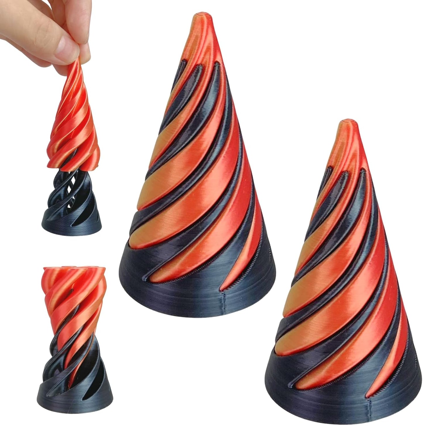 2PCS Impossible Pyramid Passthrough Sculpture, Pass Through Pyramid Fidget Toy 3D Printed Spiral Cone Fidget Toy, Mini Vortex Thread Illusion, Desktop Deco Souvenir Gift Mini Stress Relief Desk Toy