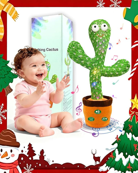 (Updated Volume Adjustment) Dancing Mimicking Talking Cactus Toy,Funny Gift for Toddler 1 2 3 Year Old Boy Girl,Singing Record Repeat What You Say Light Up Baby Infant Toys 6-12 12-18 Months