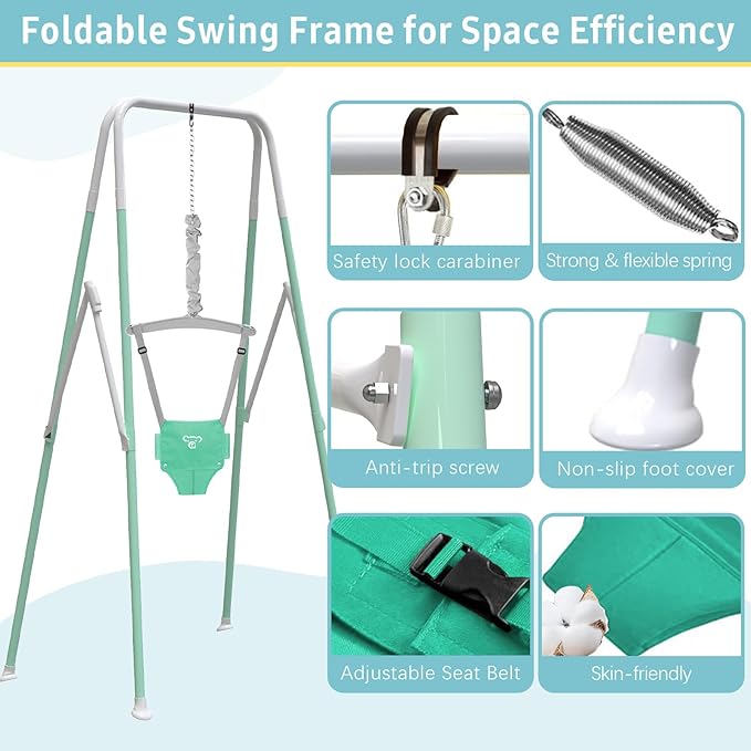 Taleco Gear 2 in 1 Toddler Swing & Baby Jumper, Foldable Baby Swing Outdoor & Indoor Use, Easily Installable and Storable