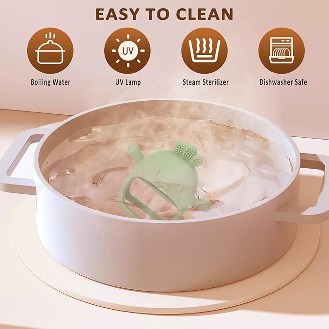 Socub Silicone Baby Teether Toys for Infants 3-6 6-12 Months, BPA Free Anti-Drop Silicone Mitten Teething Toy, Baby Chew Toys for Sucking Needs, Newborn Essentials & Baby Shower Gifts Girls(Rose Pink)