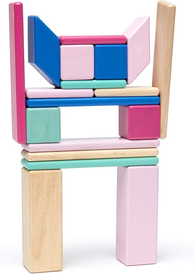 24 Piece Tegu Magnetic Wooden Block Set, Blossom, 1-99 years old