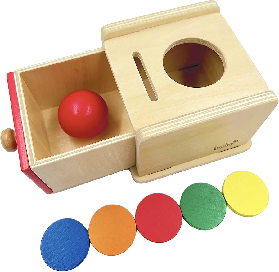 Dailyfunn Montessori Toys Coin&Ball 2-in-1 Drop Box Object Permanence Box for Infant Baby Preschooler 6-24 Months