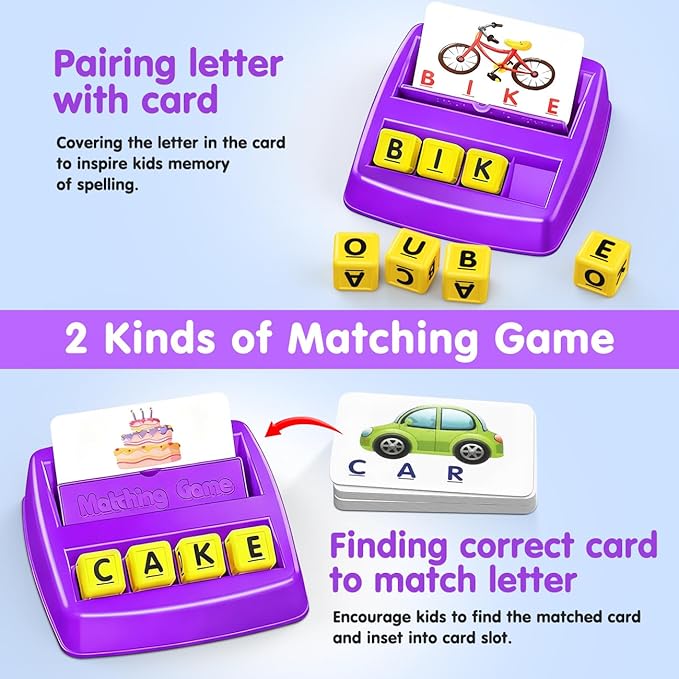 HahaGift Toddler Girl Toys Age 3 4 5 6 7，Matching Letter Game Preschool Learning Educational Toys for Kids 3-8 Year Old Boys Girls, Best Christmas Birthday Toy Gift for 3 4 5 Years Old Kindergartener
