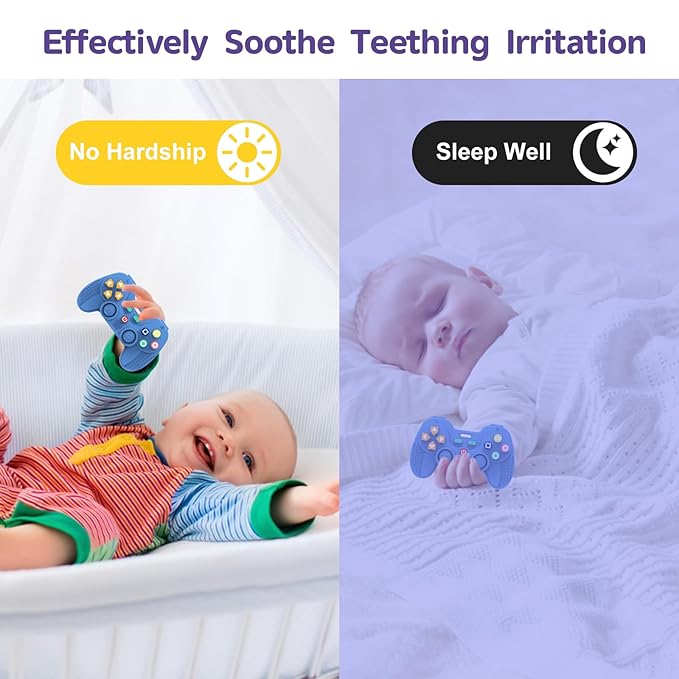 Hooku Silicone Teething Toys for Babies 0-6 Months, Teethers for Babies 6-12 Months, Remote Teether for Baby, Sensory Toys for Babies, Baby Chew Toys