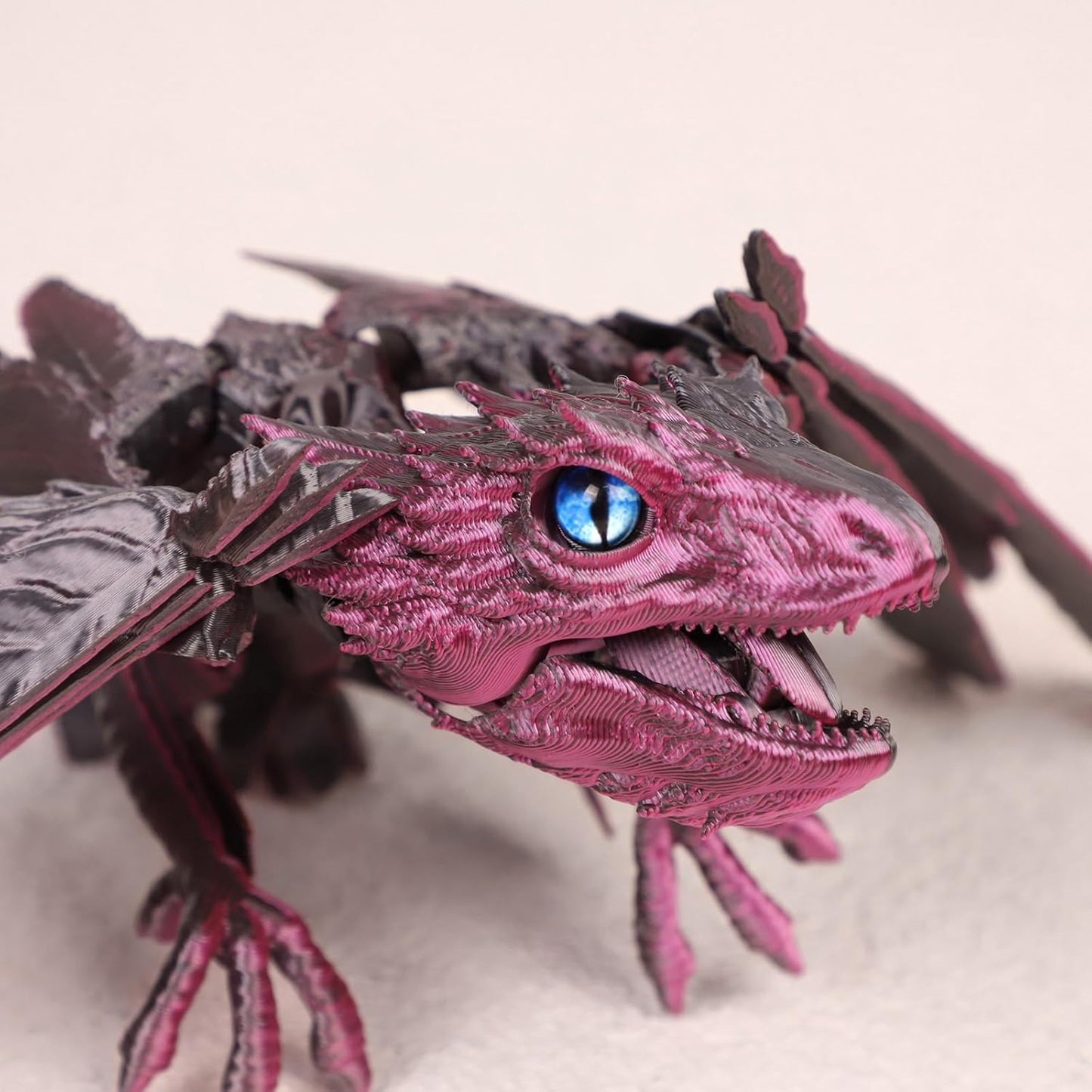 3D Printed Feathered Wyvern Dragon, 3D Printed Dragon with Wings,Adjustable Wings and Simulated Glasses Articulated Dragon Crab Toy, Desktop Pet Toy, Home Office Decor (Purple-2)