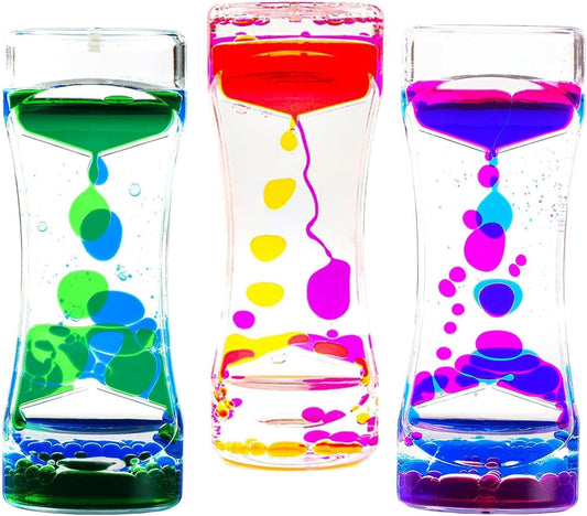3 Pack Calming Liquid Motion Bubbler, Hourglass Type Bubbler Timer Sensory Toys for Children with Autism Toys for Children and Adults with Autism and Anxiety Relax and Calm Down School Office Toys