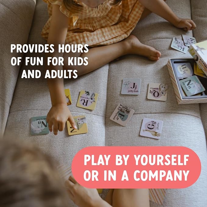 Alphabet Animals Matching Cards for Kids – 52 Durable Memory Cards for Toddlers & Preschoolers, Ages 3+, Fun Educational Game to Improve Focus & Early Learning