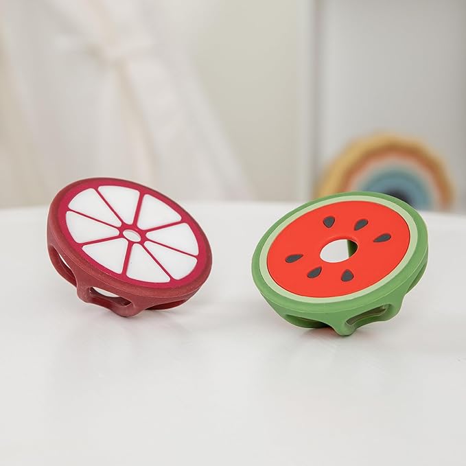 Mangosteen and Watermelon Silicone Teethers Baby Teething Toys, Newborn Essentials Must Haves, Easy-to-Hold Design Teething Ball Baby Essentials, BPA-Free