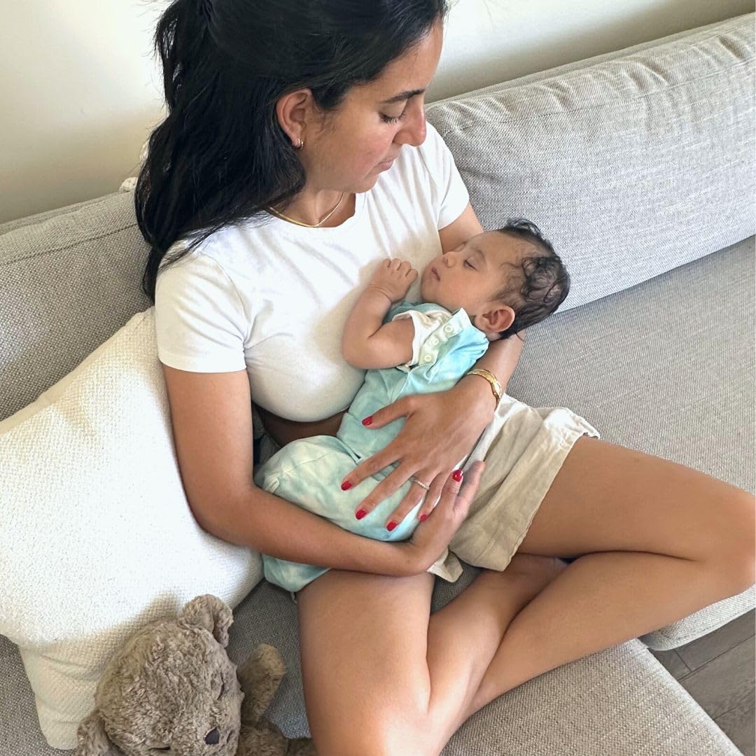 Happiest Baby Sleepea 5-Second Swaddle - 100% Organic Cotton Baby Swaddle Blanket - Doctor Designed Promotes Healthy Hip Development (Tie Dye Blue, Large)