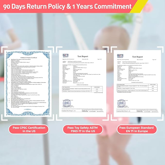 FUNLIO Baby Jumper with Stand for 6-24 Months, Infant Jumper for Indoor/Outdoor Play, Toddler Jumper for Baby Girl/Boy, with Adjustable Chain, Easy to Assemble & Store (with Stand) - Pink