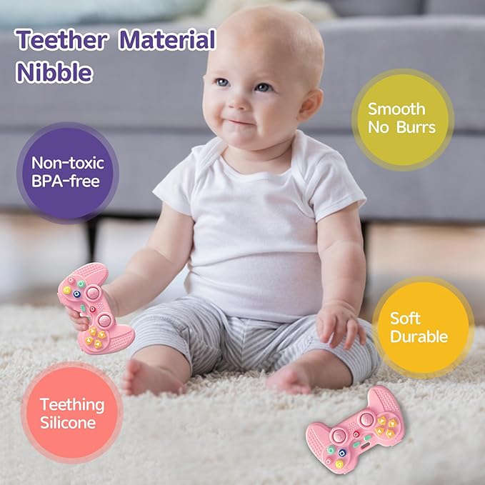 Hooku Silicone Teething Toys for Babies 0-6 Months, Teethers for Babies 6-12 Months, Remote Teether for Baby, Sensory Toys for Babies, Baby Chew Toys