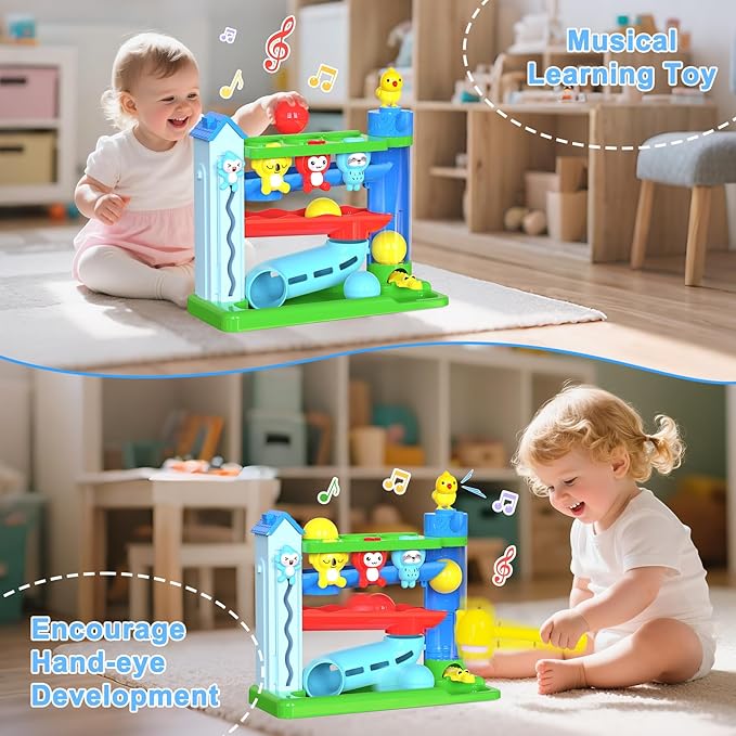 Hammer Toddler Musical Toys, Light-Up Baby Musical Toy for 1-2 Year Old Boys & Girls,STEM Educational Toy with English & Spanish, for Ages 6-9,9-12,12-18,18-24+ Months