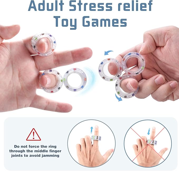 3pcs Magnetic Fidget Spinner Rings Toys for Adult- Anxiety Relief, ADHD Therapy Magnets for Teens and Kids