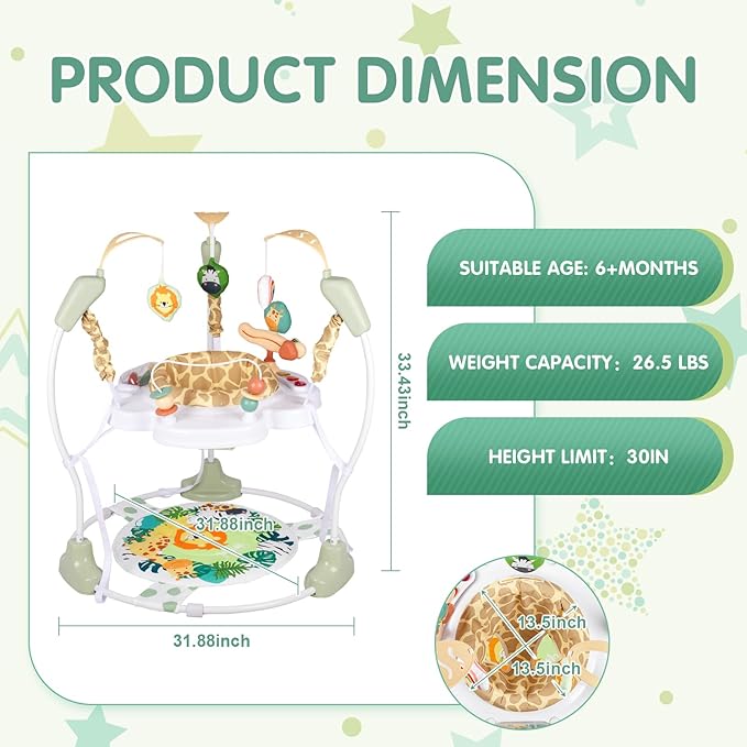 Baby Activity Center, 3-in-1 Baby Jumper, Infant Activity Center with 360° Rotating Seat, Music, Lights, 3 Adjustable Heights, Infant Activity Jumper for 6+ Months JP2403