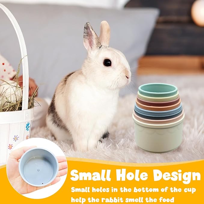 8 Pcs Stacking Cups for Small Animal Toys,Nesting Rabbit Toys of Different Sizes,Safe Plastic Colorful Nesting Toys for Bunny Guinea Pig Hiding Food and Playing