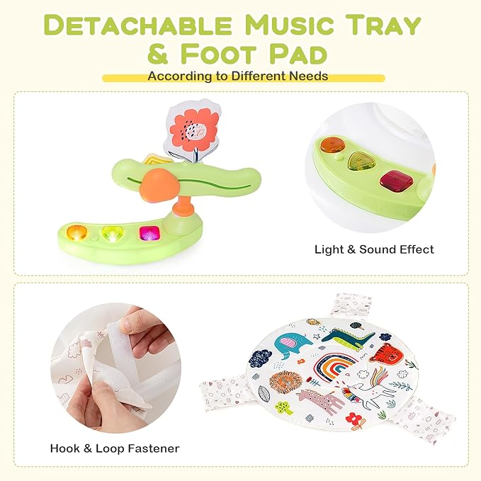 BABY JOY Baby Jumpers and Bouncers, Infant Activity Center with Music Lights Sounds, 360° Rotating Seat and 3 Adjustable Heights, Baby Play and Learning Center for 6-12 Months