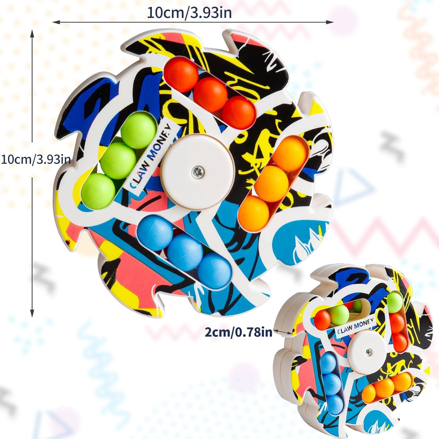 Graffiti Magic Bean Rotating Fidget Spinner Pad - Creative Finger Toy Jigsaw Puzzle Toy, Handheld Spinner Decompression Toy Magic Cube Ball Game, Gift for Kids Age 3 above Birthday Stocking Fillers