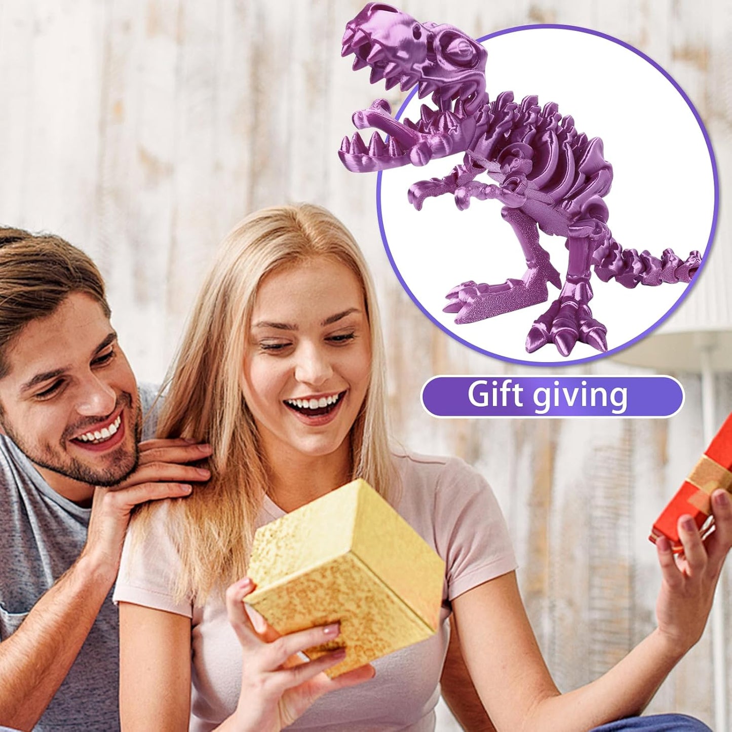3D Printed Dinosaur Bones Tyrannosaurus Rex Skeleton with Movable Joints, 3D Model Skull T-Rex, Flexible Articulated Dinosaur Fidget Toys Adults for Autism/ADHD