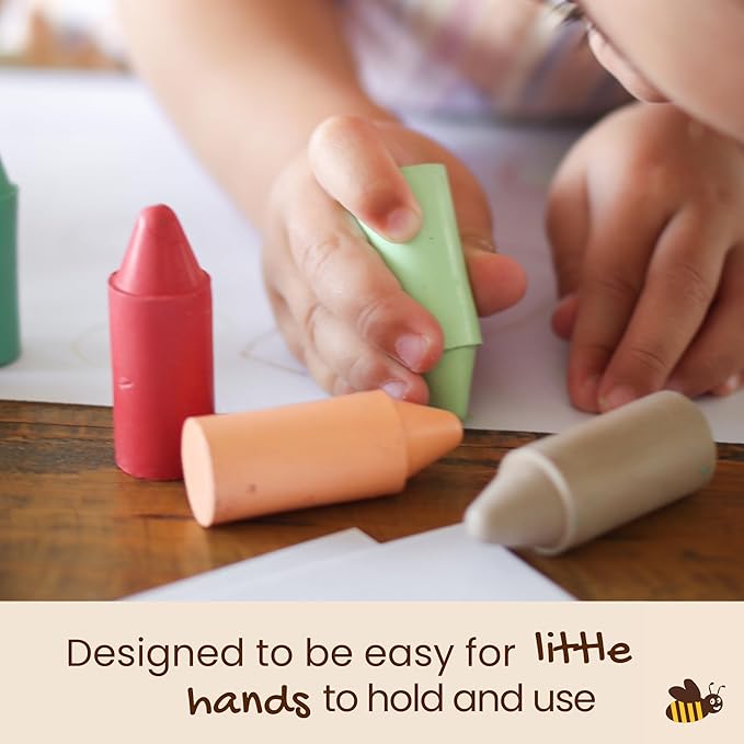 Honeysticks 100% Pure Beeswax Crayons (12 Pack) - Pastel Colored - Non Toxic Crayons for Toddlers 1-3, Safe for Baby from 1 Year Old Plus, Handmade with Natural Beeswax and Food-Grade Colors, Eco