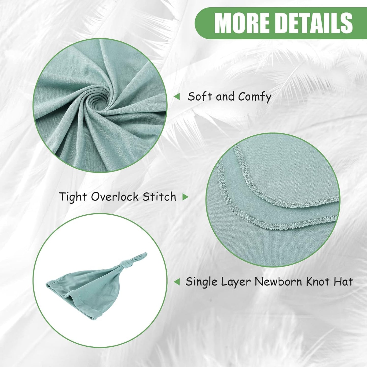 iEvolve Cotton Knitted Baby Swaddle Blanket with Hat Headband Set Newborn Swaddle Wrap Receiving Blankets for Baby Girl Boy 45" x 45"(LightGreen)