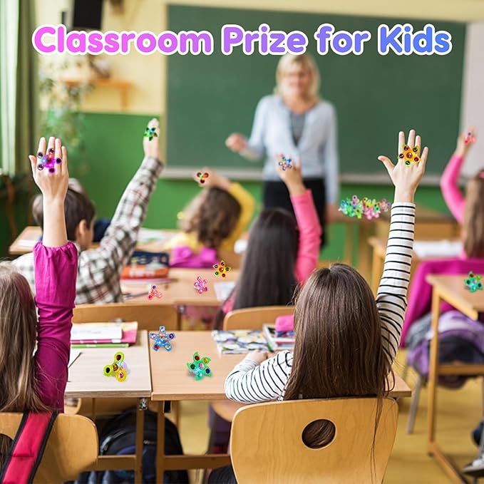 24PCS LED Light Up Fidget Spinner Rings Glow Party Favors Bulk for Kids 4-8 8-12 Christmas Goodie Treat Bags Stuffers Pinata Fillers Carnival Prizes Classroom Treasure Box Toys Birthday Return Gifts