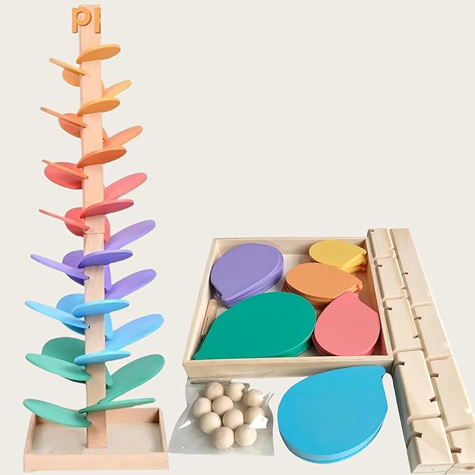 Wooden Marble Run Music Tree |Montessori Educational Ball Drop Toy for Kids Ages 4-8 |Marble Runs for Kids with Musical Track &Color Sorting |Natural Waldorf Wooden Toys Gift for Boys & Girls