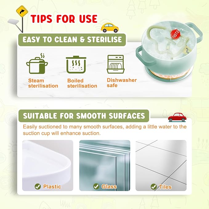 High Chair Suction Toys for Babies 6-12 Months, Suction Cup Toy for Toddlers 1-3, Baby Sensory Montessori Chew Toy for Babies 0-6 Month, Silicone Baby Teething Toys for 12-18 Months