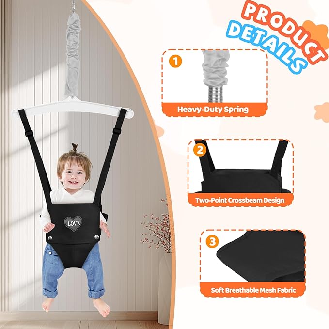 Baby Jumper with Stand, Infant Jumper for Indoor/Outdoor Play, Jumper for Baby 6-24 Months, Baby Jumpers and Bouncers with Adjustable Chain, Easy to Assemble & Store