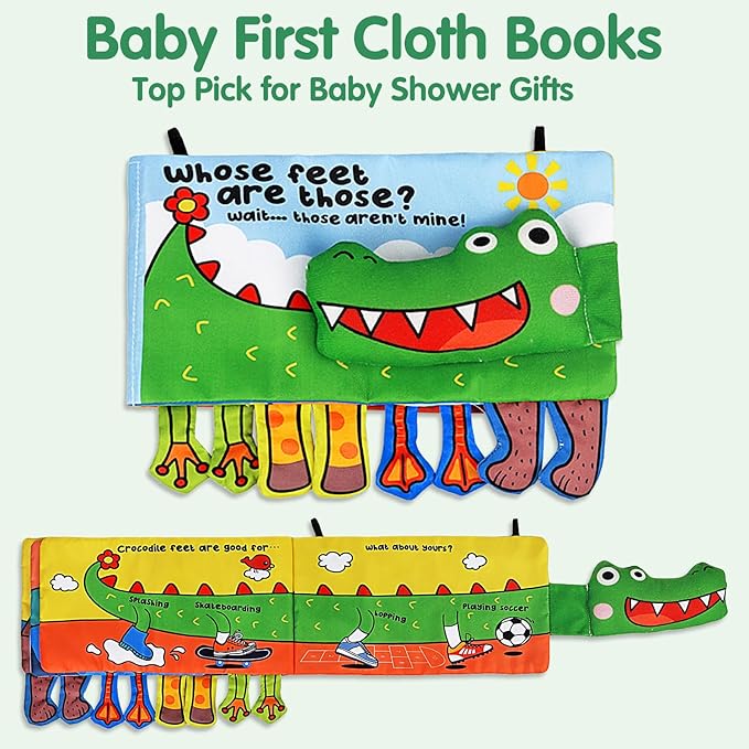 Tummy Time Baby Mirror Toys - Infant Toy Newborn 0 3 Months Brain Development with Soft Activity Book Teether - Black and White High Contrast Baby Toys 2 4 5 0-6 Babies Boy Girl Sensory Shower Gifts