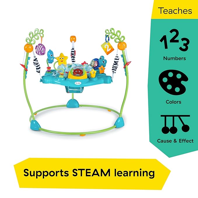 Baby Einstein Ocean Explorers Curiosity Cove 2-in-1 Educational Activity Jumper and Floor Toy, Max weight 25 lbs., Ages 6 Months+, Unisex