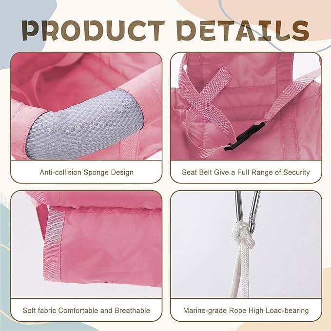 2 in 1 Baby Jumper with Swing - Indoor and Outdoor Use, Toddler Swing with Foldable Stand （Pink）