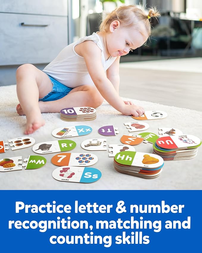 Coogam Learning Alphabet Matching Game, 36pcs Self-Correcting Sight Words Letter Number Cards, Fine Motor Educational Montessori Toy for Preschool Kindergarten 3 4 5 Years Old