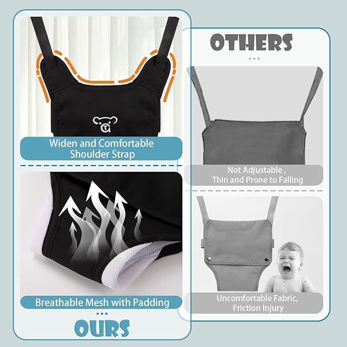 Baby Jumper, Baby Jumper Doorway with Adjustable Strap, Easy to Assemble, with a Soft Rug (Black)