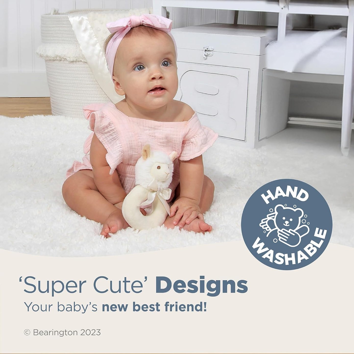 Bearington Collection Baby Lil’ Alma, 5.5 Inch Plush Llama Stuffed Animal Soft Rattle