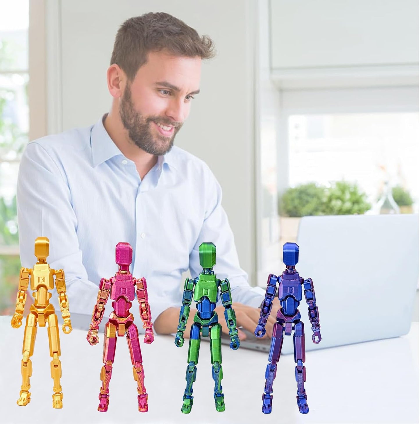 (Assembly Completed) T13 Action Figure Set, Titan 13 Action Figures, 3D Printed Dummy 13 Multi-Jointed Movable Robot Toy, Diy Lucky 13 Action Figure for Kids Adult Christmas Birthday Gifts (B&G)