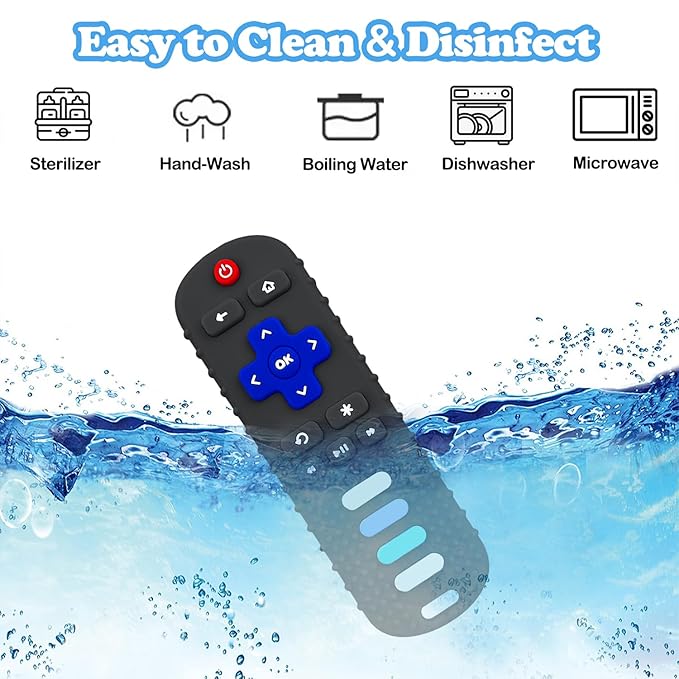 Baby Teething Toys, Food Grade Silicone Teethers for Babies 3-6 Month, 6-18 Months, TV Remote Control Shaped Teething Toy, Chew Toys for Boys and Girls Teether Toys, Freezer BPA Free