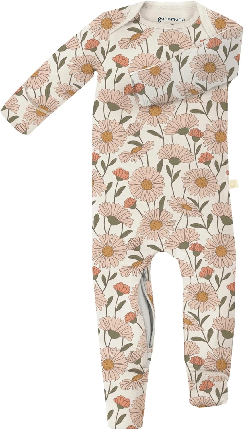 GUNAMUNA Unisex Baby Toddler Ultra-Soft Convertible Pajama, Footie or Romper Sleeper with Diaper Zipper, Newborn to 24 Months